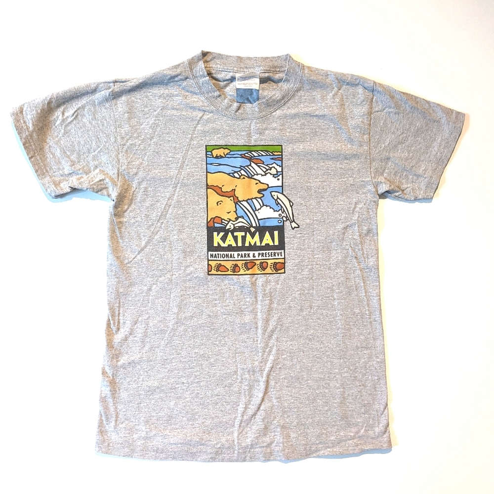 Alaska Katmai National Park Graphic T-shirt Grey